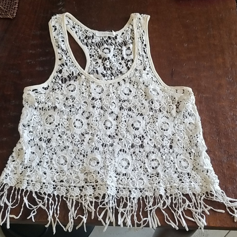 Lush Crochet Small Tank with Fringe Hem